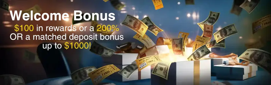 BetKings Poker welcome bonus image showing matched deposit and rewards offer